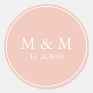 Moonlight Bloom   Wedding Classic Monogram Classic Round Sticker