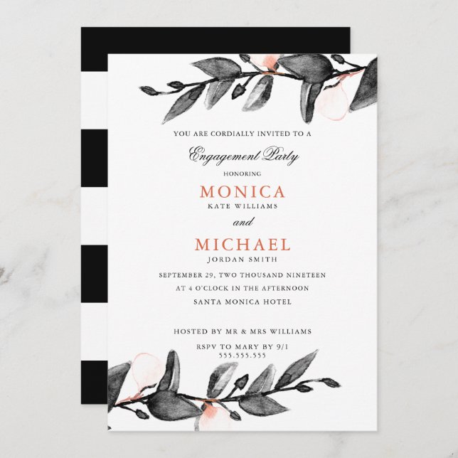 Moonlight Bloom |  wedding engagement party Invitation (Front/Back)