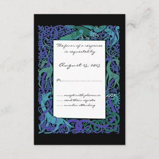 Moonlight Blue Celtic Animals Design Wedding RSVP Card