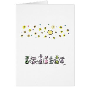 Moonlight Cats Watercolor Sketch