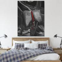 Moonlight Charcoal Book Lover Crimson Wall Art