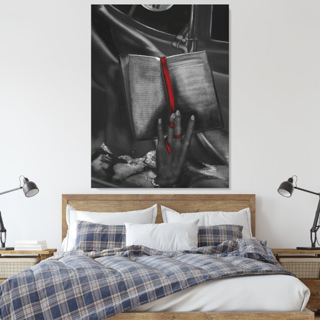 Moonlight Charcoal Book Lover Crimson Wall Art (Insitu(Bedroom))