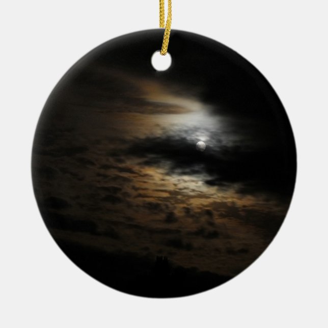 Moonlight Clouds Night Sky Photo Ceramic Tree Decoration (Front)