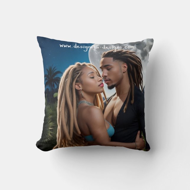 Moonlight Couple  – Romantic Digital Art  Cushion (Front)