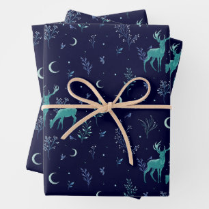 Moonlight Deer Wrapping Paper Sheet