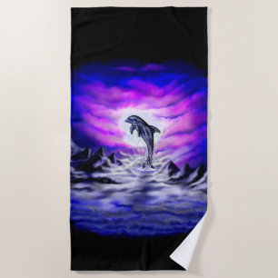 Moonlight Dolphin Beach Towel