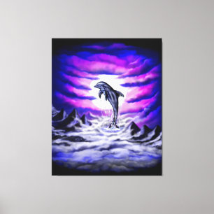 Moonlight Dolphin Canvas Print
