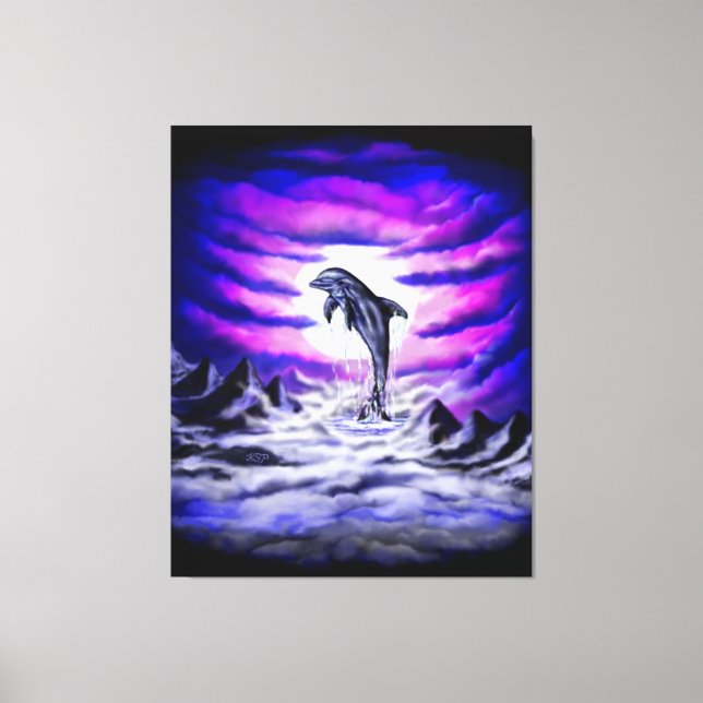 Moonlight Dolphin Canvas Print (Front)