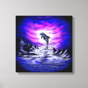 Moonlight Dolphin Canvas Print