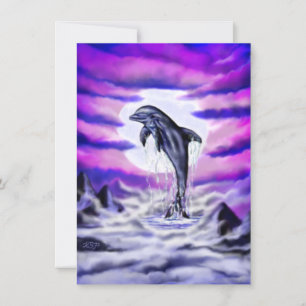Moonlight Dolphin Card
