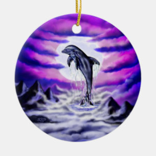 Moonlight Dolphin Ceramic Tree Decoration