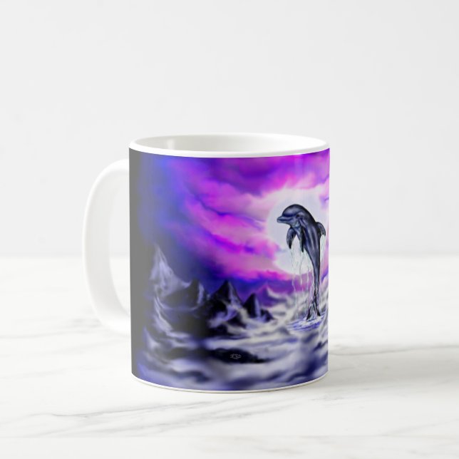Moonlight Dolphin Coffee Mug (Front Left)