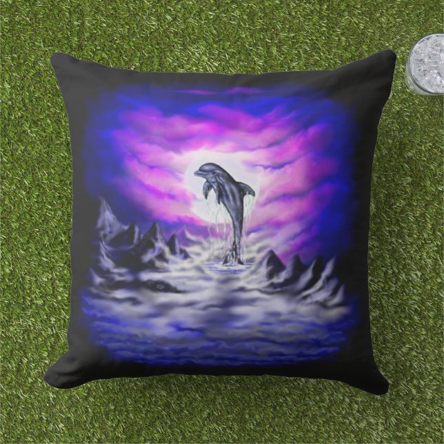 Moonlight Dolphin Cushion (Grass)