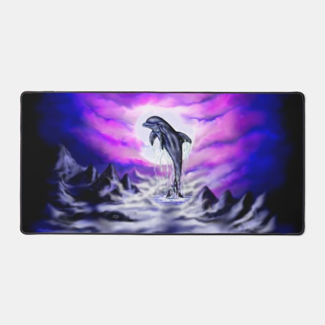 Moonlight Dolphin Desk Mat (Front)