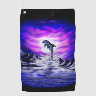 Moonlight Dolphin Golf Towel