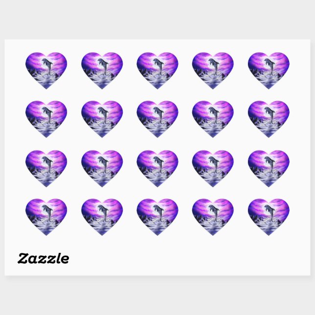 Moonlight Dolphin Heart Sticker (Sheet)