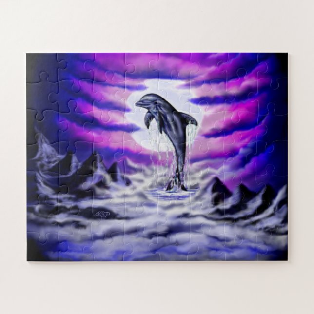Moonlight Dolphin Jigsaw Puzzle (Horizontal)