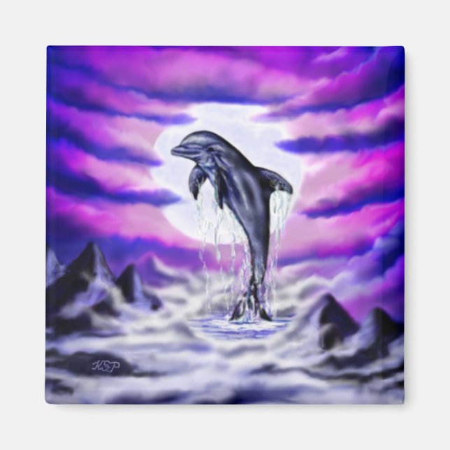Moonlight Dolphin Magnet (Front)