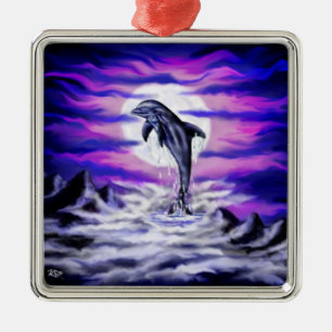 Moonlight Dolphin Metal Tree Decoration