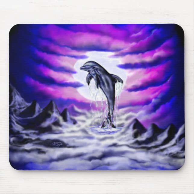 Moonlight Dolphin Mouse Mat (Front)