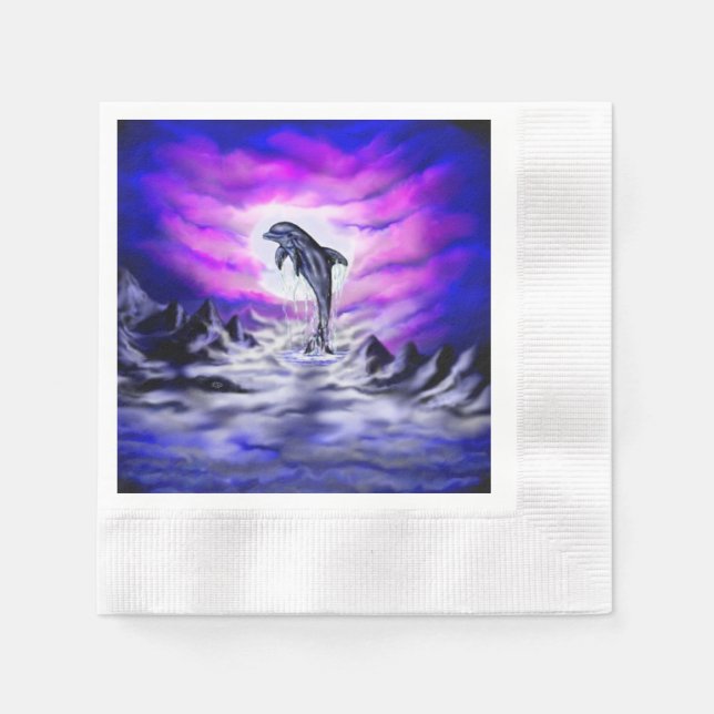 Moonlight Dolphin Napkin (Front)