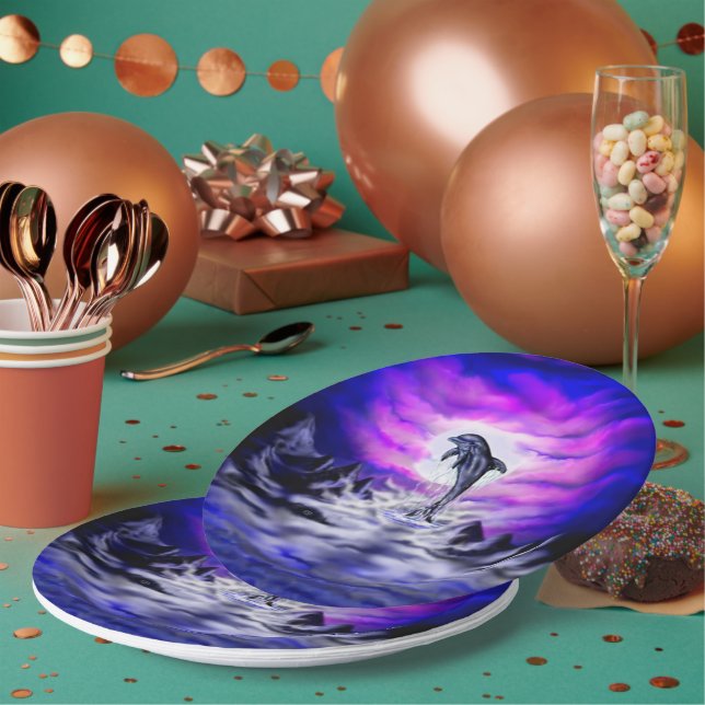 Moonlight Dolphin Paper Plate (Multi)