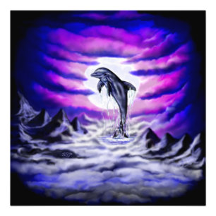 Moonlight Dolphin Photo Print