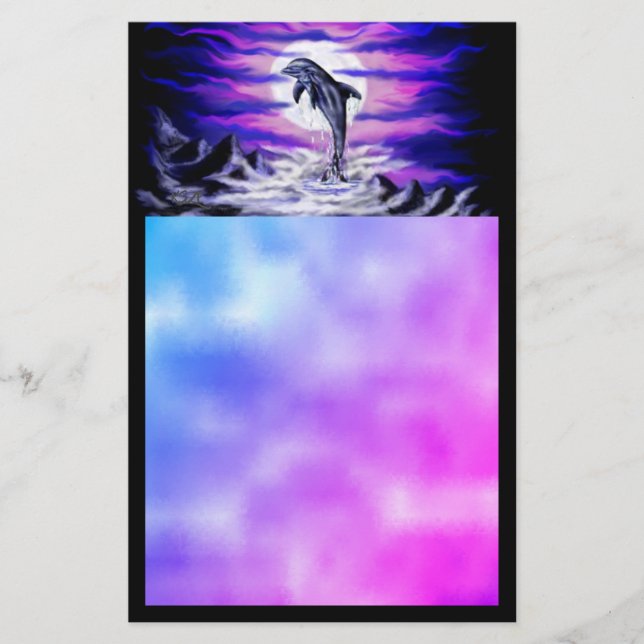Moonlight Dolphin Stationery (Front)