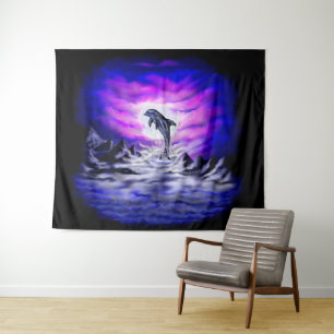 Moonlight Dolphin Tapestry