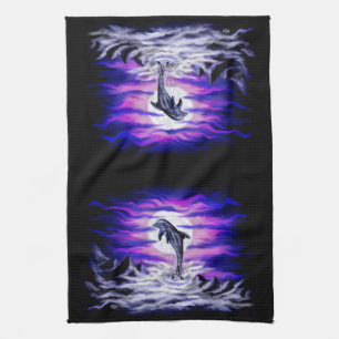 Moonlight Dolphin Tea Towel