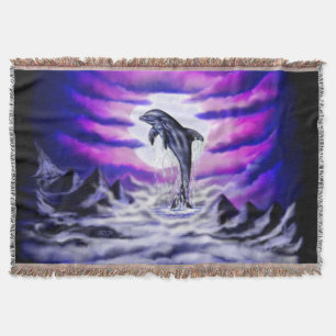 Moonlight Dolphin Throw Blanket