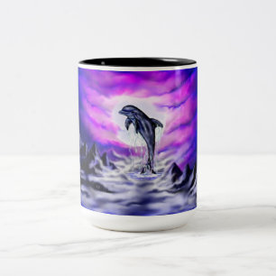 Moonlight Dolphin Two-Tone Coffee Mug
