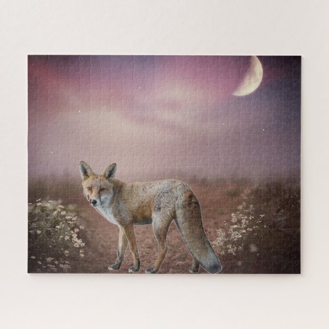 Moonlight Dream Fox Scene  Jigsaw Puzzle (Horizontal)
