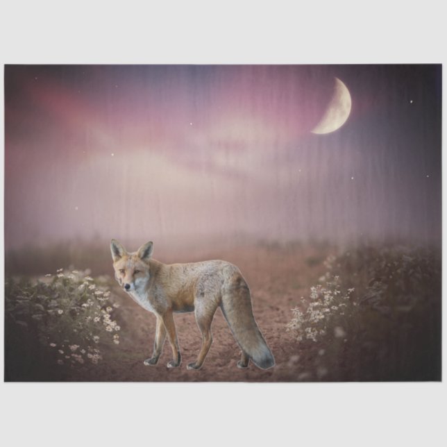 Moonlight Dream Fox Scene Tissue Paper (Front)