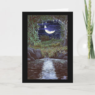 Moonlight Falls Acrylic Colour Painting Art Card
