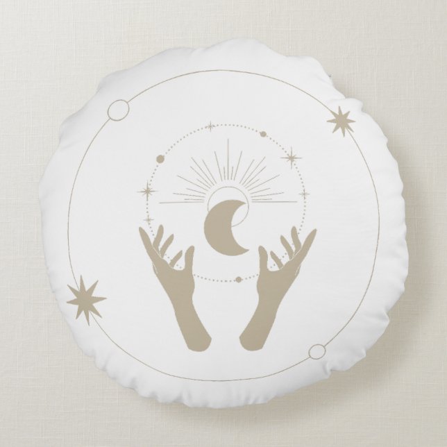 moonlight fantasy aesthetic design round cushion (Back)