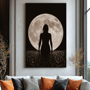 Moonlight Feminine Silhouette Canvas Print