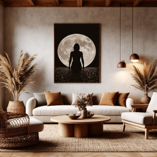 Moonlight Feminine Silhouette Poster