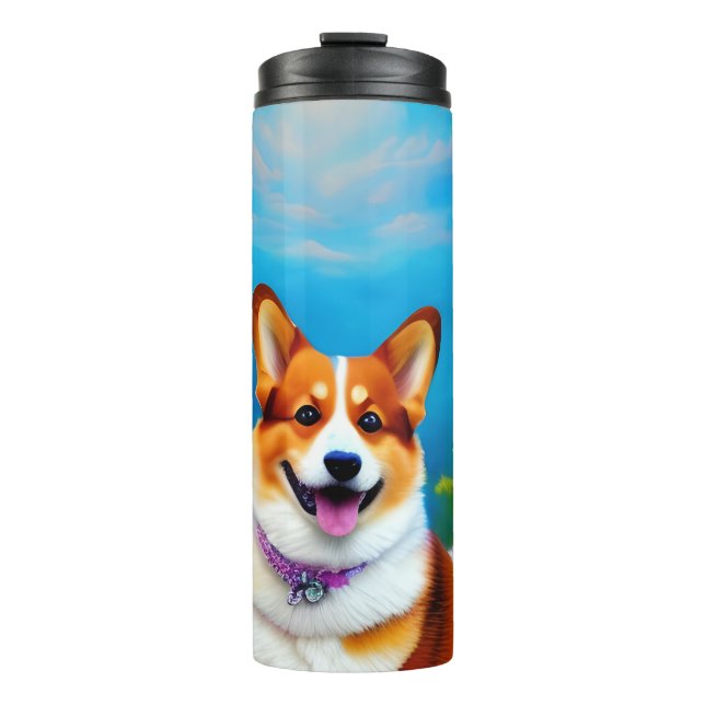 Moonlight Garden Corgi Dog Thermal Tumbler (Front)