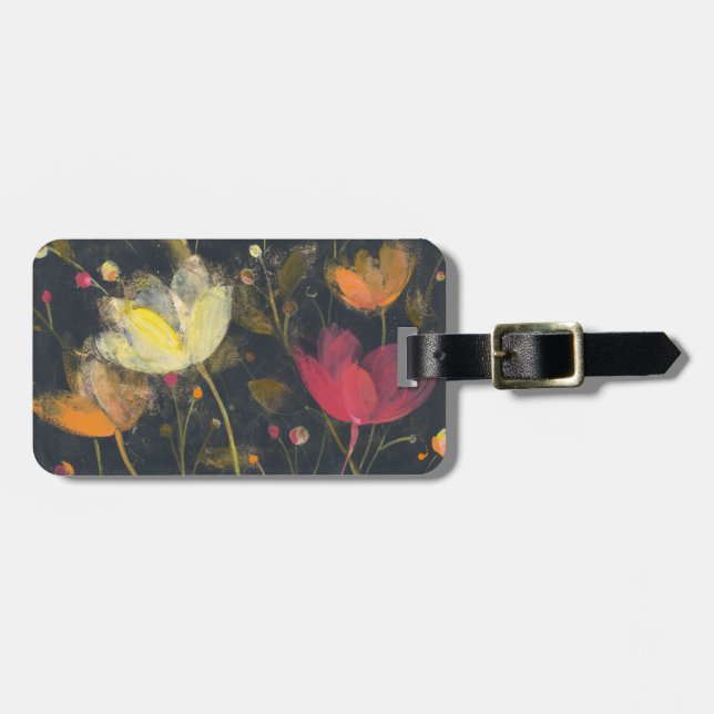Moonlight Garden on Black Luggage Tag (Front Horizontal)