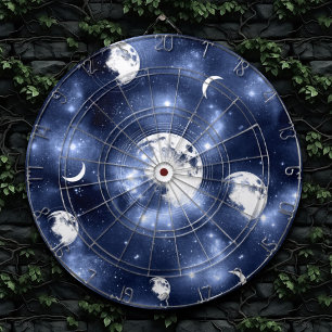 Moonlight Glow   Moon Phases in Sky Clouds Dartboard