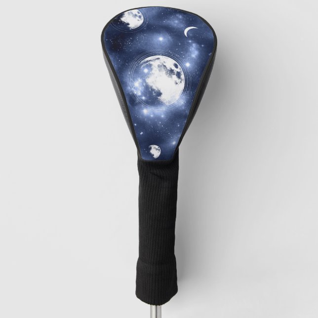 Moonlight Glow | Moon Phases in Sky Clouds Golf Head Cover (Front)