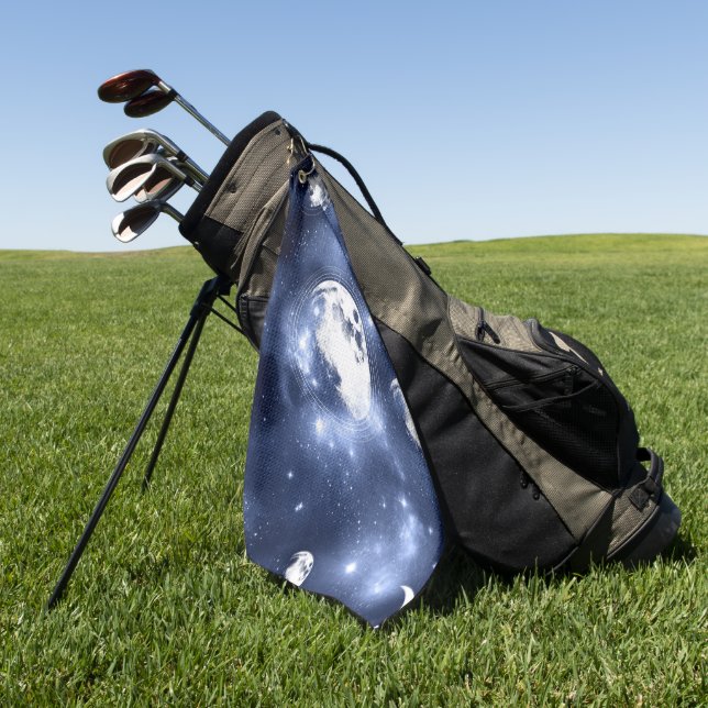 Moonlight Glow | Moon Phases in Sky Clouds Golf Towel (Green)