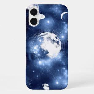 Moonlight Glow   Moon Phases in Sky Clouds iPhone 16 Plus Case