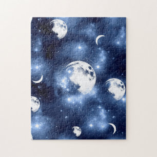Moonlight Glow   Moon Phases in Sky Clouds Jigsaw Puzzle