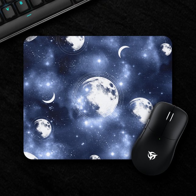 Moonlight Glow | Moon Phases in Sky Clouds Mouse Mat (Creator Uploaded)