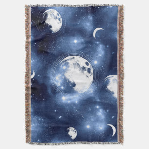 Moonlight Glow Moon Phases in Sky Clouds Throw Blanket