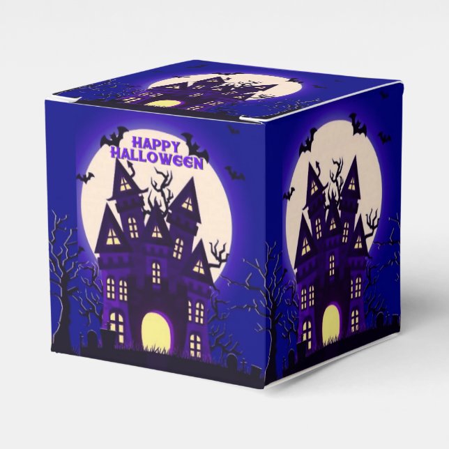 Moonlight Haunted Mansion Cube Favour Box (Front Side)