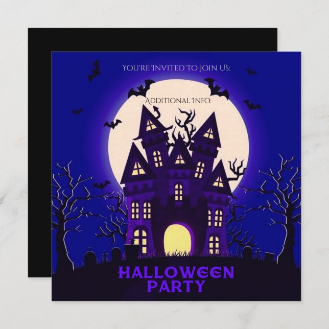 Moonlight Haunted Mansion Invitation (Front/Back)