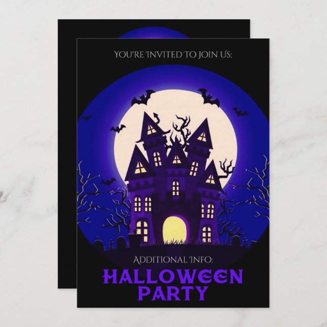 Moonlight Haunted Mansion Invitation (Front/Back)